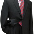 Men'S 2 Button Dark Grey Single Breasted, 100% Super Fine Wool Suit Pleated Pants