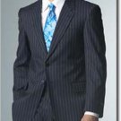 Two Button Navy Blue Pinstrip Suits With Flat Front Pants 5 Colors