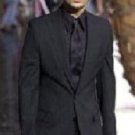 Cool Light Weight Black Two Button Taper Slim Cut + Black Shirt & Tie As Seen In The Picture
