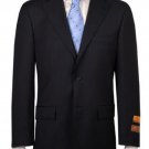 Black Stripe 2 Button Vented Wool Feel Poly~Rayon Suit Without Pleat Flat Front Pants