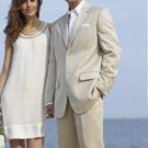 Light Weight Light Tan Khaki (Sand) Suit Cotton&Rayon&Linen 2 Button