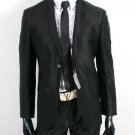 Shiny Sharkskin Jet Black 2 Button Style Jacket Flat Front Pants New Style