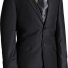 Porto Filo Slim Cut Mens Italian Design Black 2 Button Sharkskin Suit