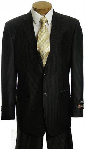 Men'S Black Pinstripe 2 Button Suit