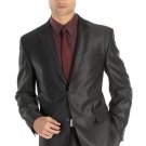 Shiny Sharkskin Single Breasted Mens Suit Side-Vented Black