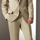 Mens Two Button Suit - Khaki Stone