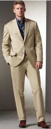 Mens Two Button Suit - Khaki Stone