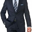 Mens Navy Blue Shadow Stripe Two Button Suit