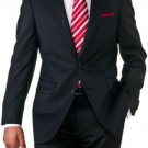 Mens Two Button Black Pinstripe Suit