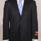 2 Button Vented Black Shadow-Stripe Suit Non-Pleated Pants