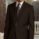 Brown 2Pc 2 Btn Pinstripe Suit Classic Relax Fit Pleated Pants 19 Inch Bottom