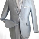 Mens True Slim Suit In Popular Shark Skin Fabric Silver