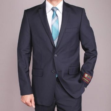 Men'S Navy Blue 2-Button Slim-Fit Suit