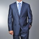 Men'S Metallic Blue 2-Button Suit