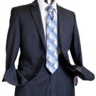 Mens Navy Tone On Tone 100% Wool Suit Navy