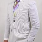 Men'S 2 Button Grey Thin Stripe Slim Suit