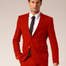 Mens 2 Button Style Suit Flat Front Pants Red