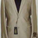Mens Designer 2-Button Shiny Beige Sharkskin Suit