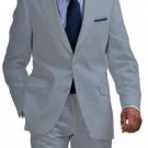 Light Weight 2 Btn Tapered Cut Half Lined Flat Front Linen Suit Vented Light Gray