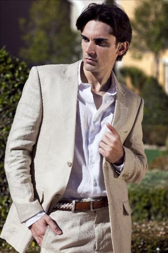 Men'S 100% Fine Linen Suit In Beige(Natural)