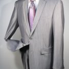 2 Button Business Suit Silver Stripe