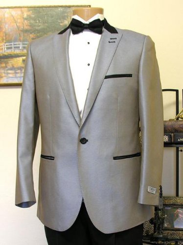 Grey 1 Button Peak Lapel Tuxedo Jacket