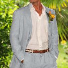 Men'S 100% Linen Suit In Light Gray