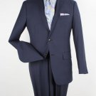 Men'S 2 Piece 100% Wool Executive Suit - Notch Lapel Solid Navy