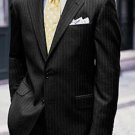 2 Or 3 Button Super 150'S Wool Black Multi-Stripe Suit