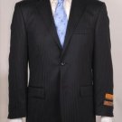 2 Button Vented Black Shadow-Stripe Suit Non-Pleated Pants