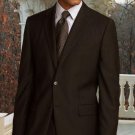 Brown 2Pc 2 Btn Pinstripe Suit Classic Relax Fit Pleated Pants 19 Inch Bottom