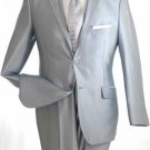 Mens True Slim Suit In Popular Shark Skin Fabric Silver