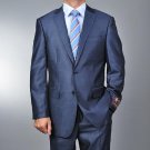 Men'S Metallic Blue 2-Button Suit