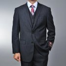 Men'S Black Pinstripe 2-Button Vested Suit
