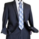 Mens Navy Tone On Tone 100% Wool Suit Navy