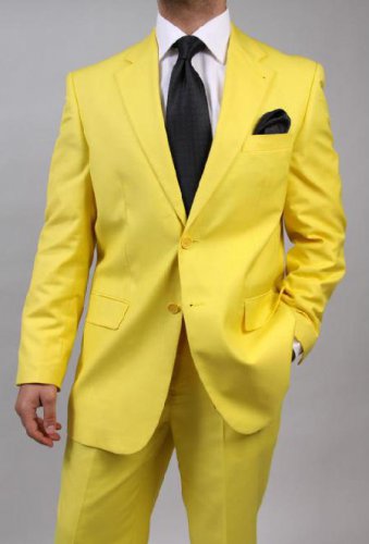 Men'S Two Button Yellow Suit