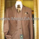 2 Button 3 Piece Mocca Fitted Suit Copper~Rust~Cognac