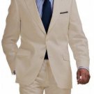Light Weight 2 Button Tapered Cut Half Lined Flat Front Linen Suit Vented Beige
