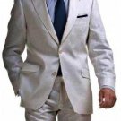 Light Weight 2 Button Tapered Cut Half Lined Flat Front Linen Suit Vented Silver