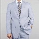 Elegant, Natural & Light Weight 2-Btn Notch Lapel Real Linen Suit Spring/Summer Blue