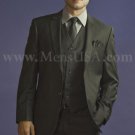 2 Button 3 Piece Charcoal Pinstripe Fitted Suit