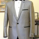 Grey 1 Button Peak Lapel Tuxedo Jacket