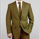 Elegant, Natural & Light Weight 2-Btn Notch Lapel Real Linen Suit Spring/Summer Olive