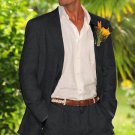 Men'S 100% Linen Suit In Black