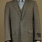 Men'S 2 Button Window Pane Plaid Patterned Vested 3Pc Suit Taupe
