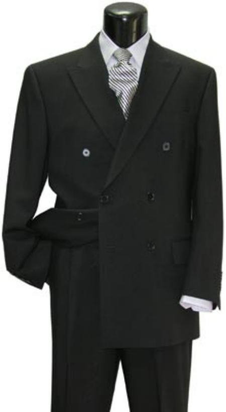 Brand New Solid Black Double Breasted Suit