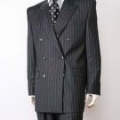Black Pinstripe Double Breasted Super 140'S Wool Premeier Quality Italian Fabric Design