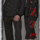 Classic Gangster Jet Black & White Pinstripe Double Breasted Fashion Suits (Not Long)