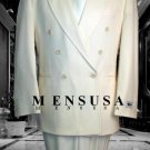 2Pc Men'S Sharp Double Breasted Dress Suit Off White (Ivory/Cream)