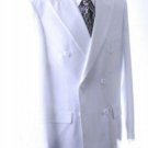 2Pc Men'S Sharp Double Breasted Dress Suit Snow Solid White